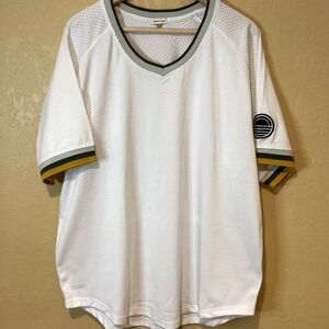 Parallel x League Ace‎ Mesh Jersey Men's Size Large, White, Green, Mustard